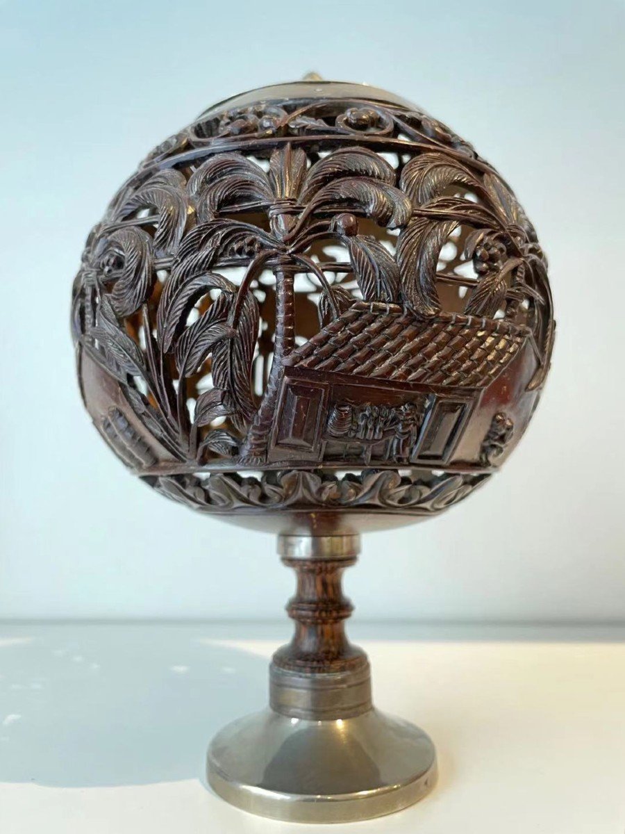 Carved Coconut, France XIXth Century-photo-7