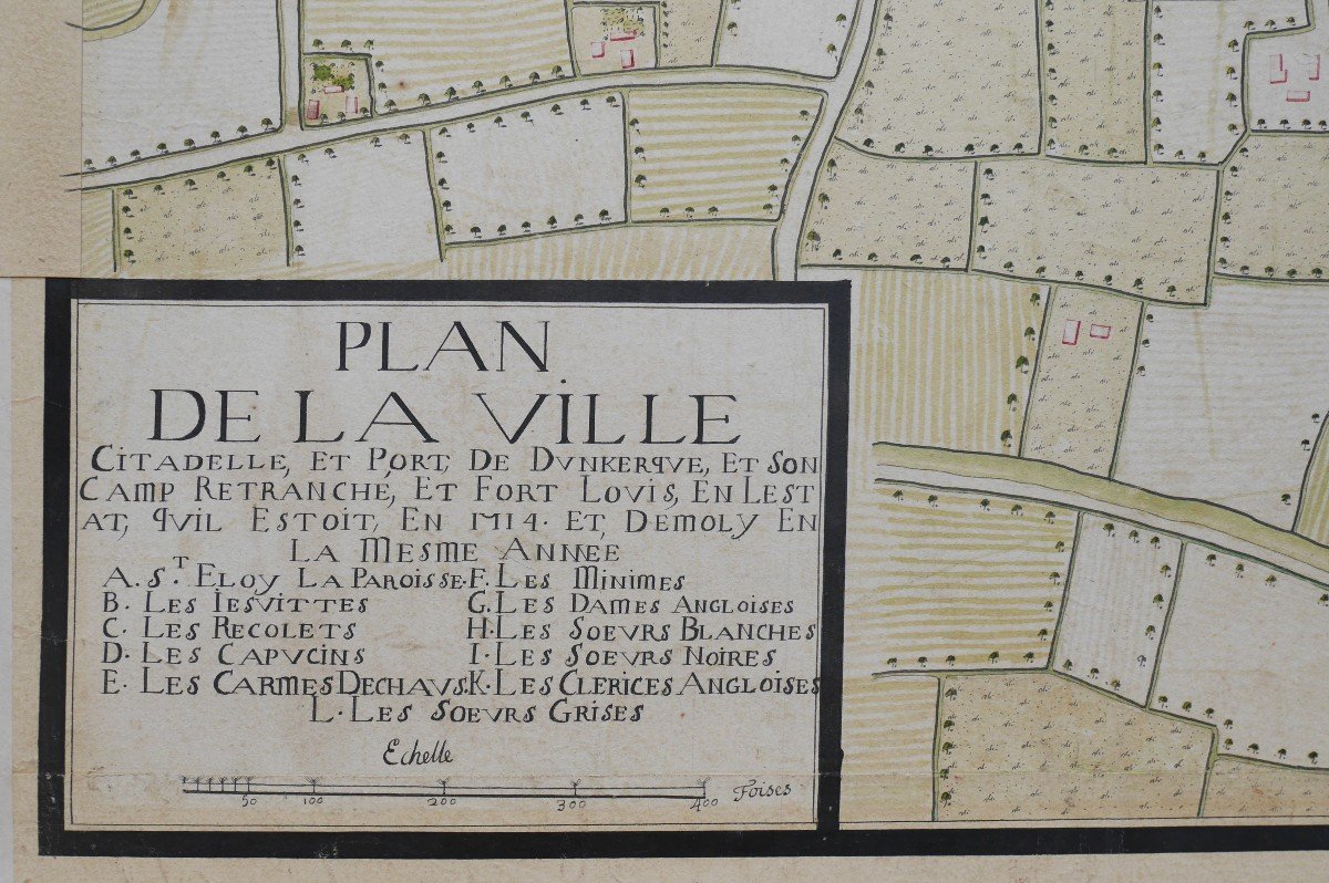 "Carte, plan de la ville citadelle et port de Dunkerque...", dessin, circa 1728 -photo-3