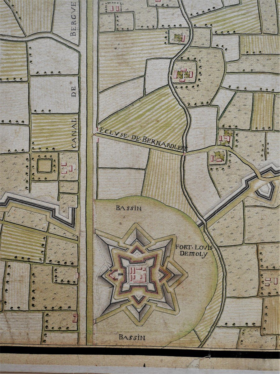 "Carte, plan de la ville citadelle et port de Dunkerque...", dessin, circa 1728 -photo-4