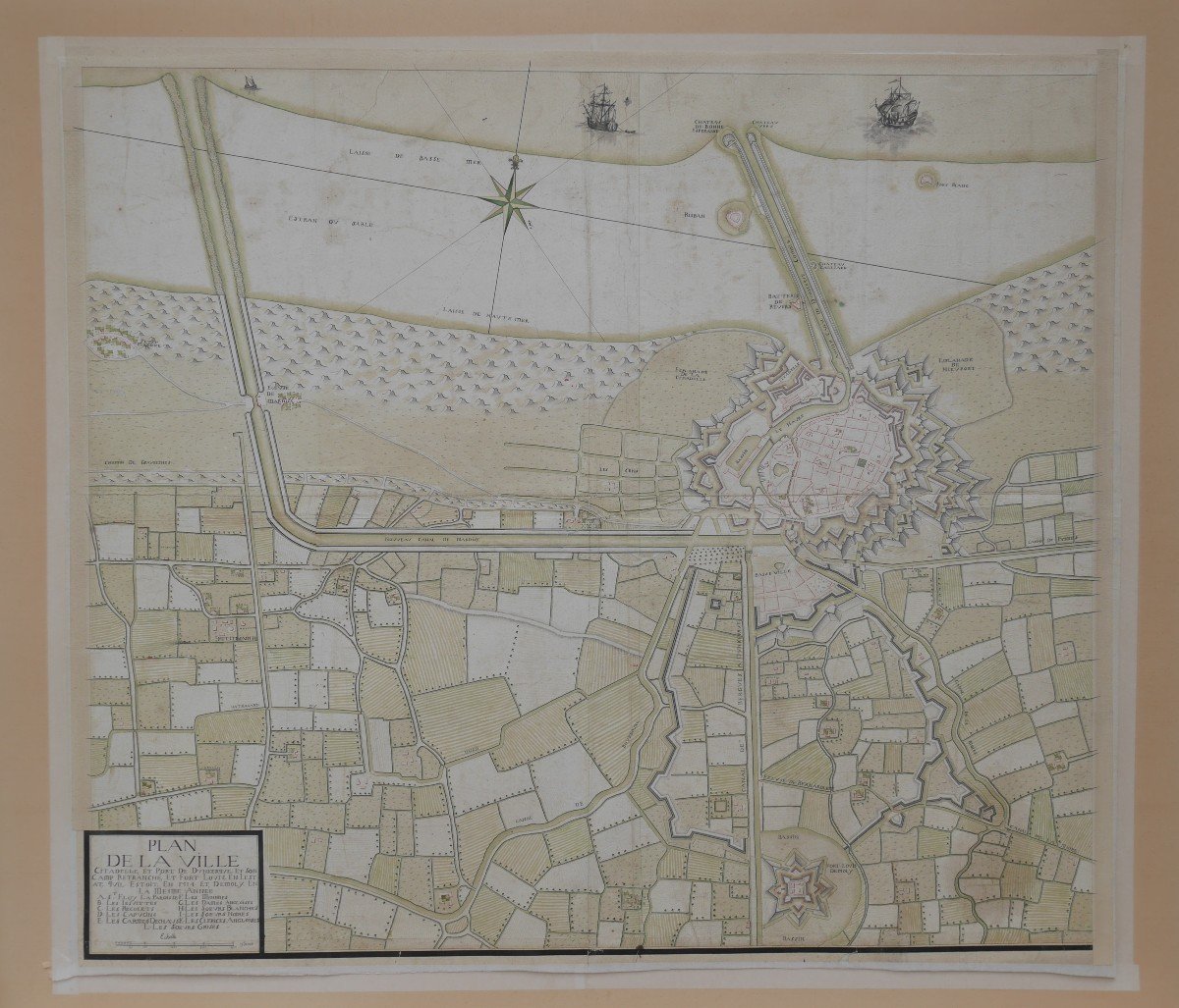 "Carte, plan de la ville citadelle et port de Dunkerque...", dessin, circa 1728 -photo-6