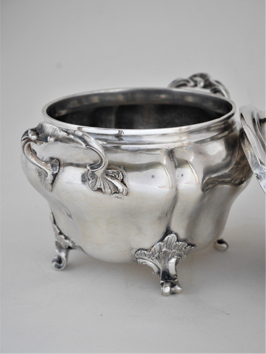 Rococo Style Silver Sugar Bowl, Paris By Etienne Delanoy, 1750-1752-photo-1