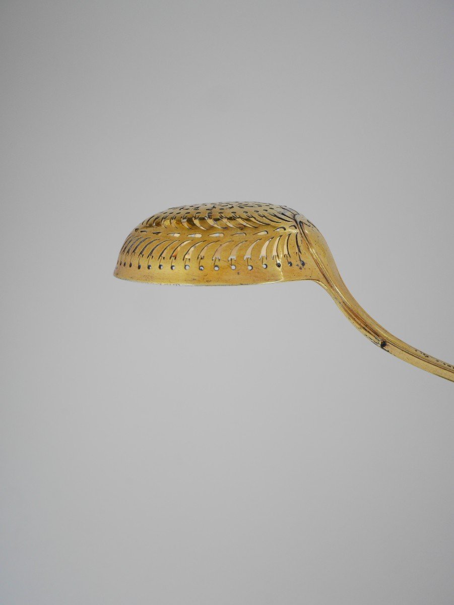 Sugar Spoon In Gilt Silver By Imlin, Strasbourg, 1784-photo-3