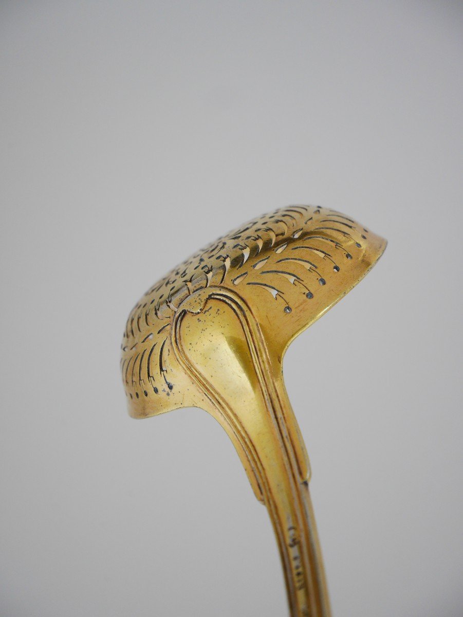 Sugar Spoon In Gilt Silver By Imlin, Strasbourg, 1784-photo-4