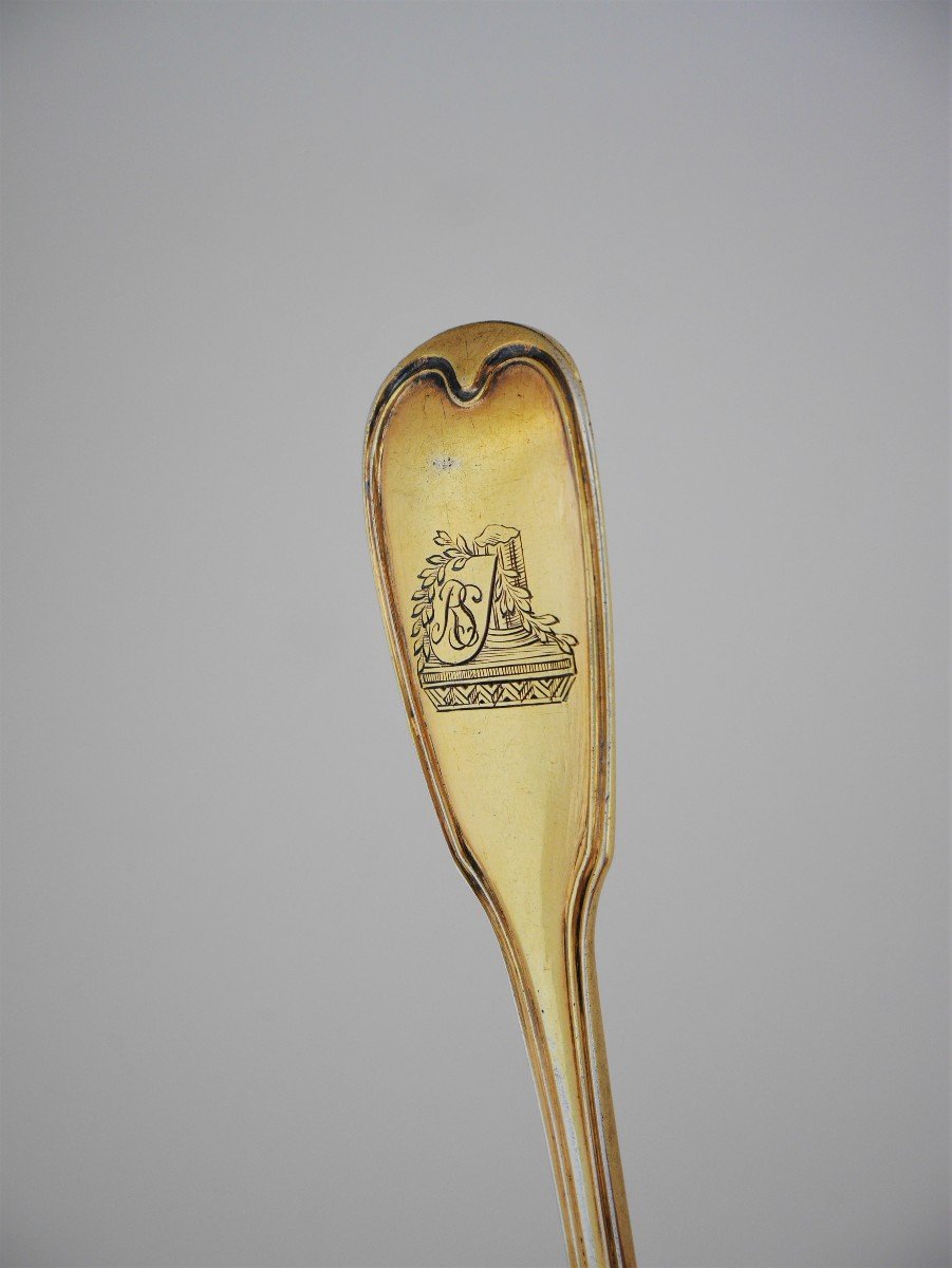 Sugar Spoon In Gilt Silver By Imlin, Strasbourg, 1784-photo-1