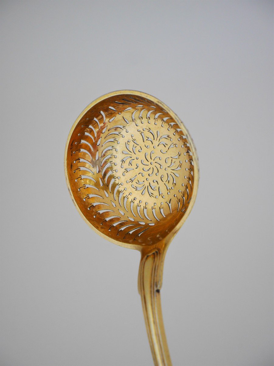 Sugar Spoon In Gilt Silver By Imlin, Strasbourg, 1784-photo-2