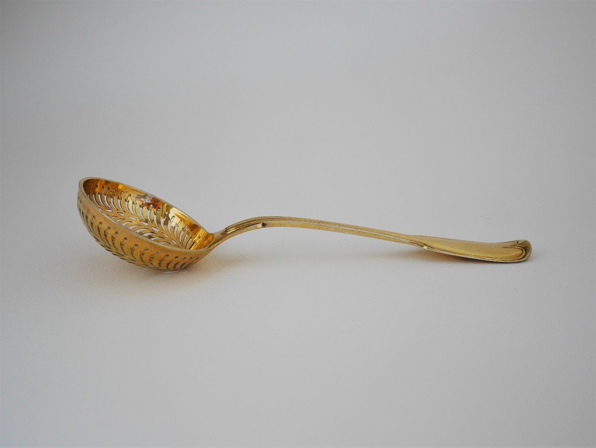 Sugar Spoon In Gilt Silver By Imlin, Strasbourg, 1784-photo-5
