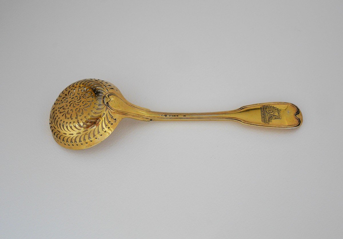 Sugar Spoon In Gilt Silver By Imlin, Strasbourg, 1784