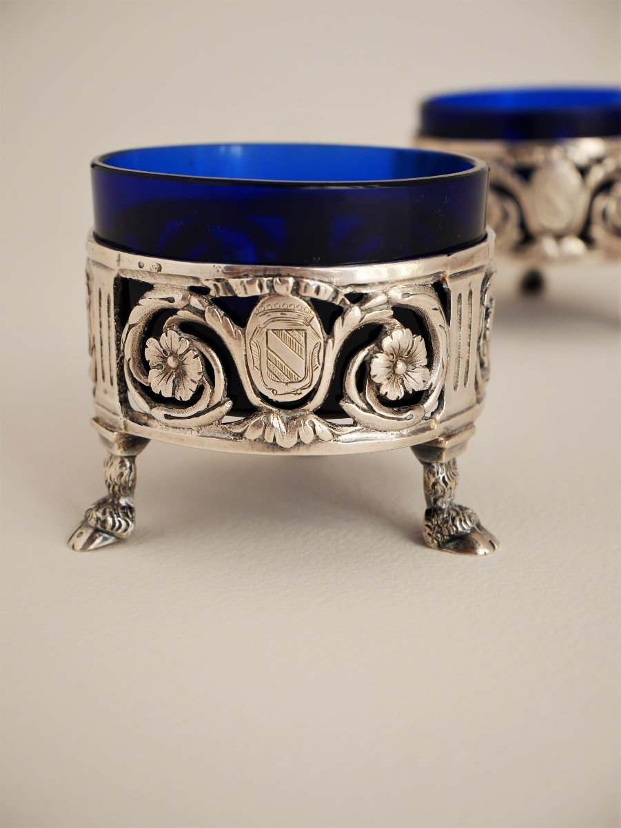 Pair Of Melted Silver Salt Cellars By Beaudet, Paris, 1779-1780-photo-2