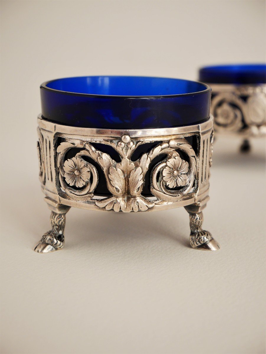 Pair Of Melted Silver Salt Cellars By Beaudet, Paris, 1779-1780-photo-3