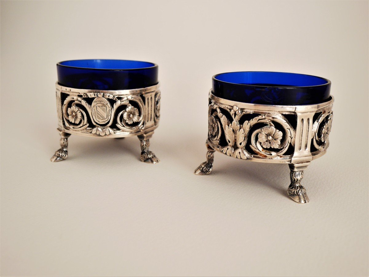 Pair Of Melted Silver Salt Cellars By Beaudet, Paris, 1779-1780