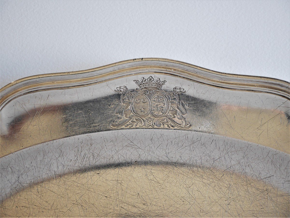 Silver Oval Dish With The Arms Perrochel-fontenay, Thomas Germain, Paris, 1747-1748-photo-3