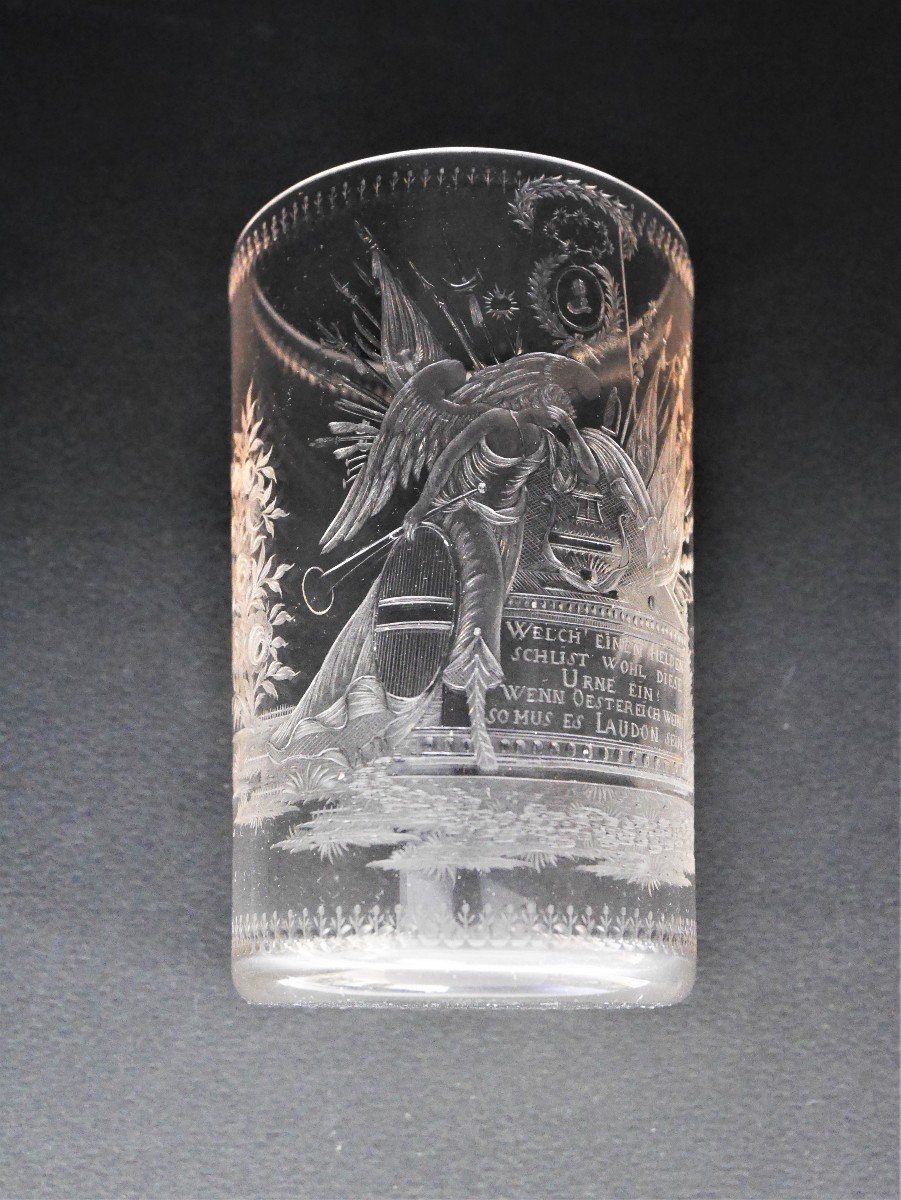 Glass Beaker Engraved In Memory Of General Von Laudon, Austria, Circa 1790-photo-2