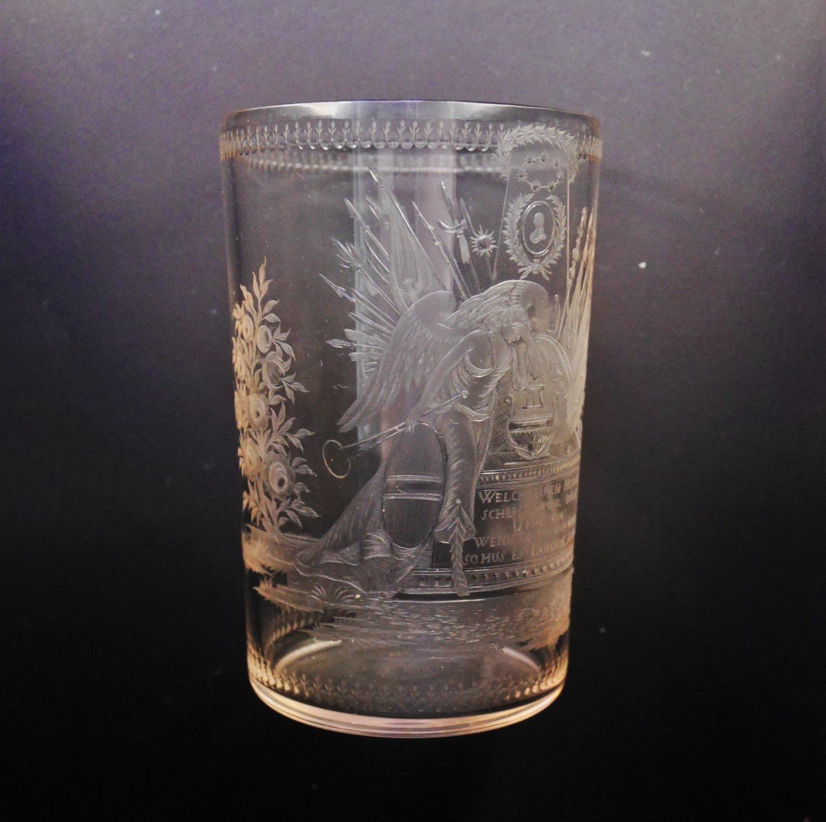 Glass Beaker Engraved In Memory Of General Von Laudon, Austria, Circa 1790-photo-1