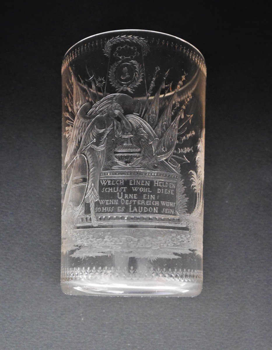 Glass Beaker Engraved In Memory Of General Von Laudon, Austria, Circa 1790