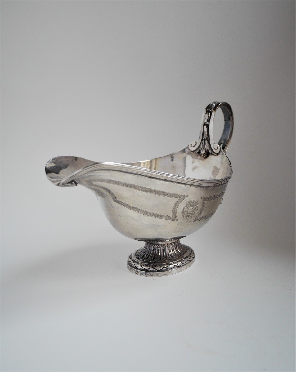 Sterling Silver Sauceboat By Pierre Vallières, Paris, 1781-1782-photo-3