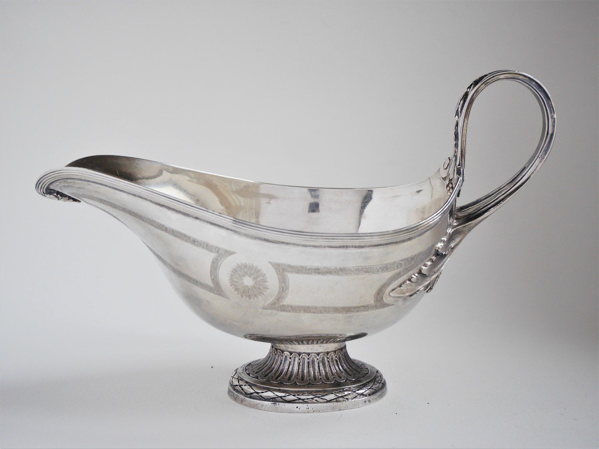 Sterling Silver Sauceboat By Pierre Vallières, Paris, 1781-1782-photo-4