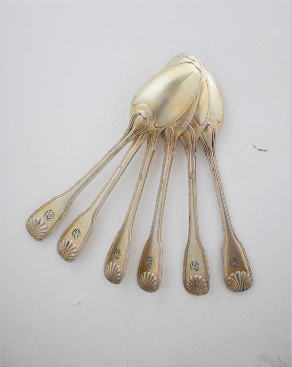 Set Of Six Silver-gilt Coffee Spoons, Strasbourg, 1750-1789-photo-2