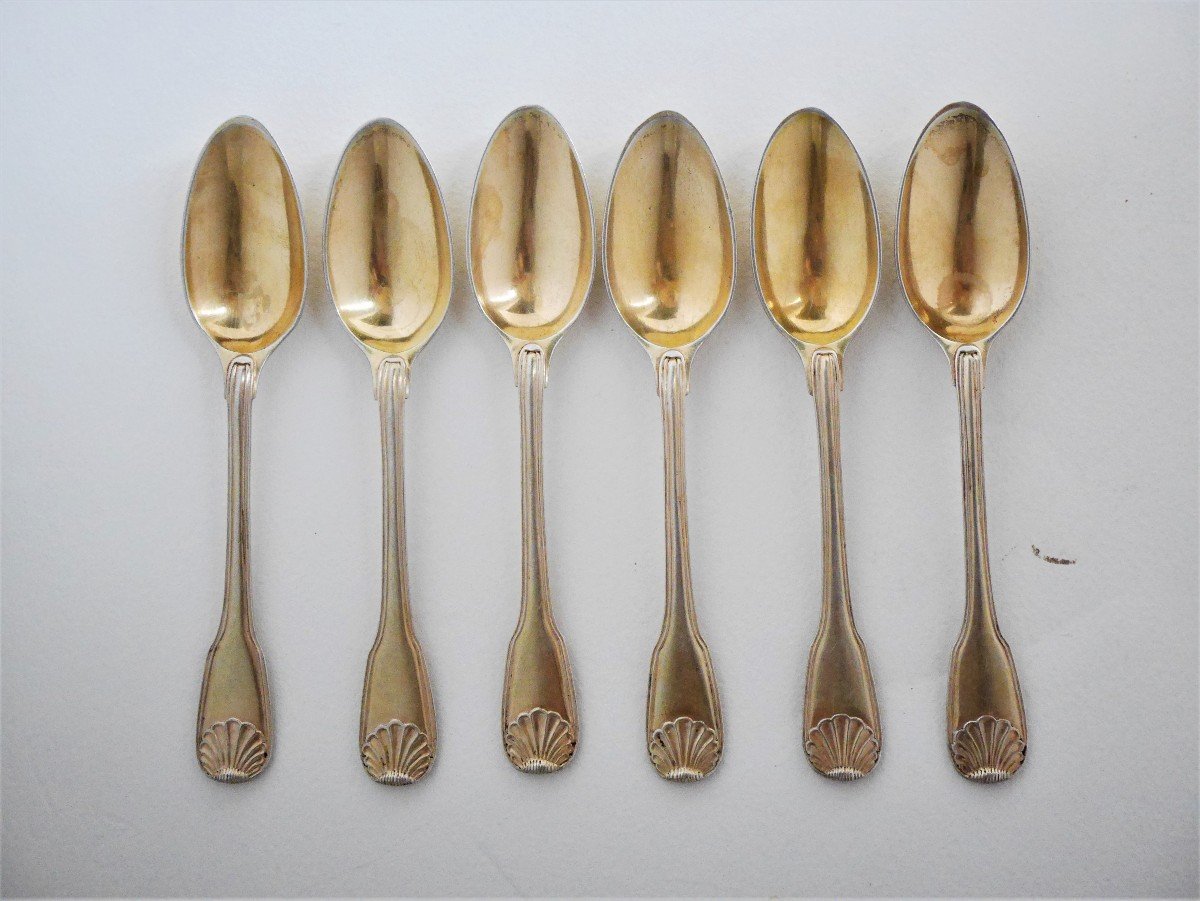 Set Of Six Silver-gilt Coffee Spoons, Strasbourg, 1750-1789-photo-2