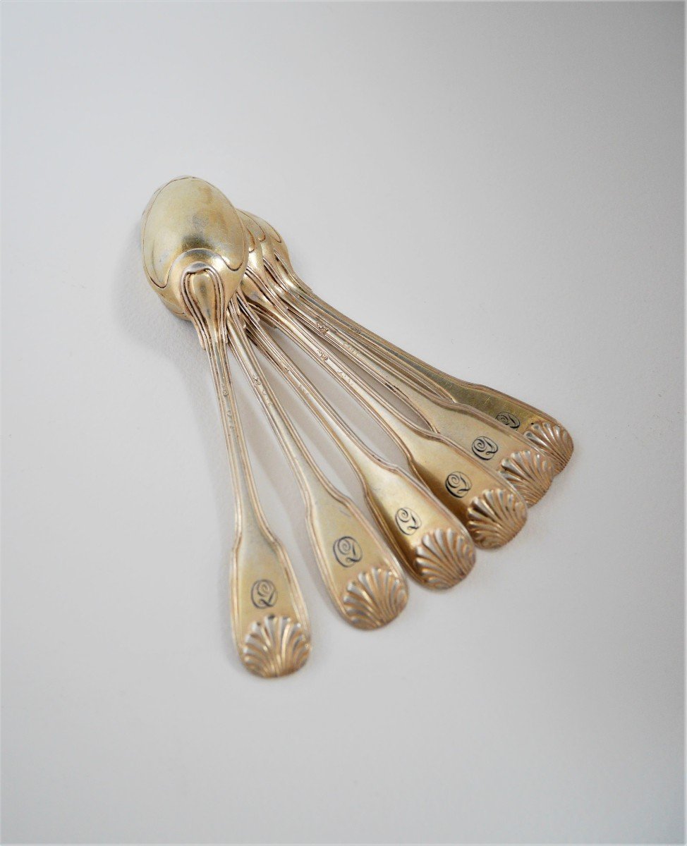 Set Of Six Silver-gilt Coffee Spoons, Strasbourg, 1750-1789