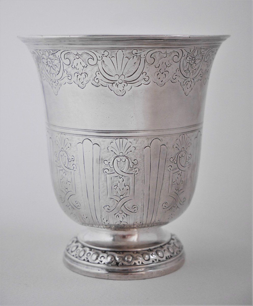 Timbale Gravée En Argent Par François-isaac Balduc, Sens, 1738-1745 -photo-2