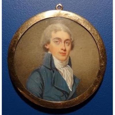 Miniature, Portrait D’homme, France, Fin Du XVIIIème Siècle