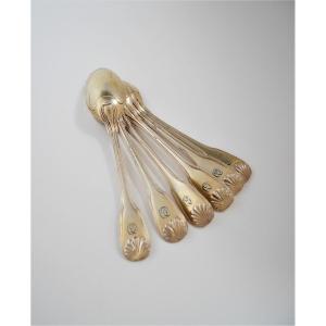 Set Of Six Silver-gilt Coffee Spoons, Strasbourg, 1750-1789