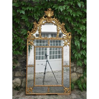 Miroir à Parecloses En Bois Doré, France, Début Du XVIIIe Siècle
