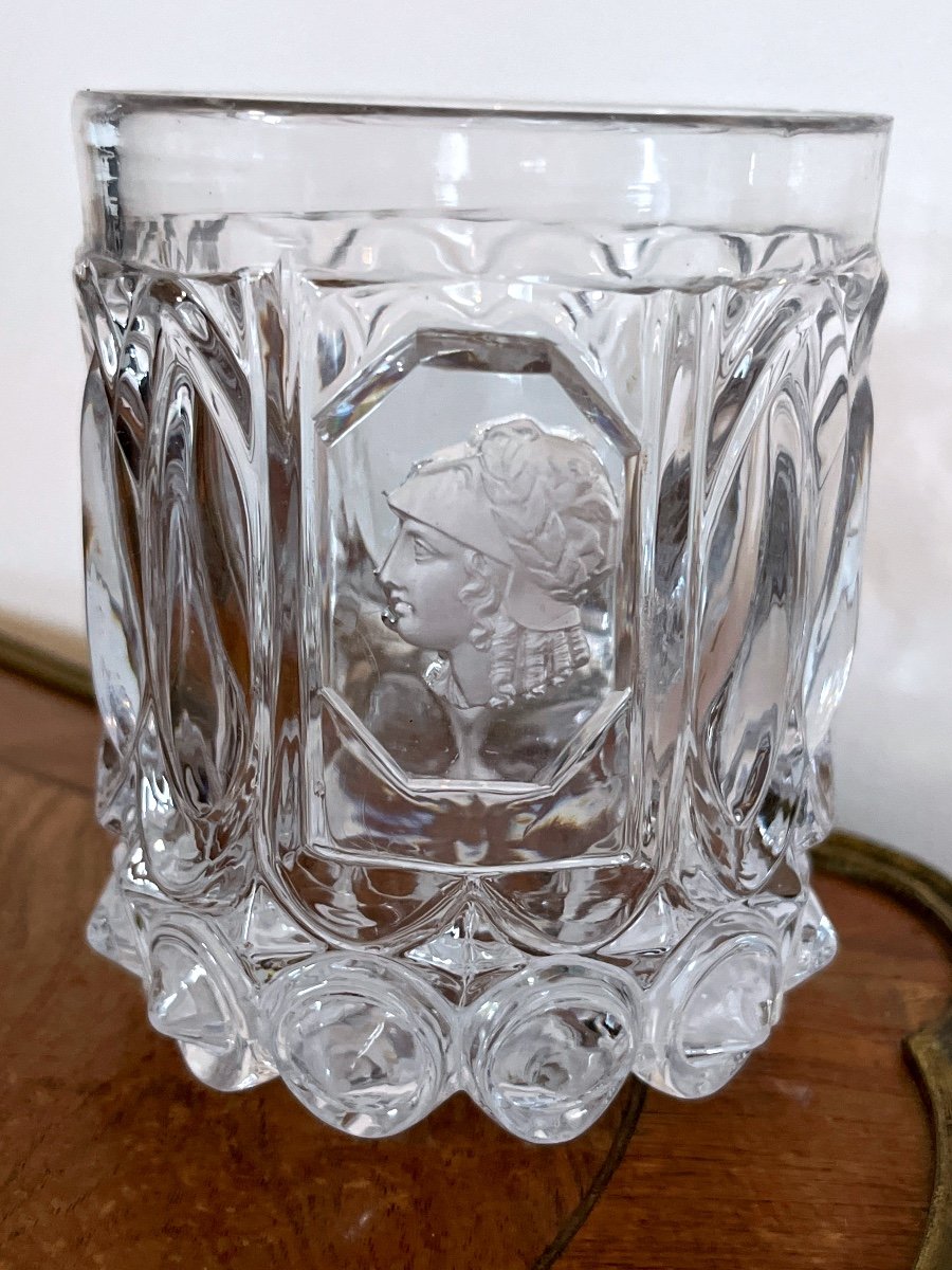 Molded Crystal Goblet Decorated With A Crystal-ceramic Of The Profile Of Minerva Empire