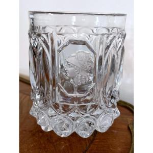 Molded Crystal Goblet Decorated With A Crystal-ceramic Of The Profile Of Minerva Empire