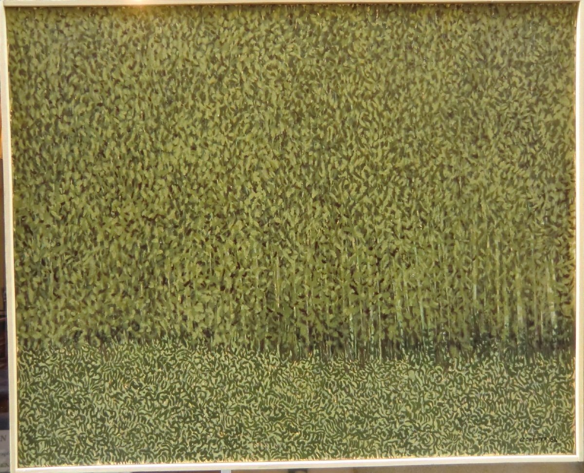 LE CHÉNIER Henry (1937-2014) " Forêt ", 1982 Huile sur toile 81 x 100 cm