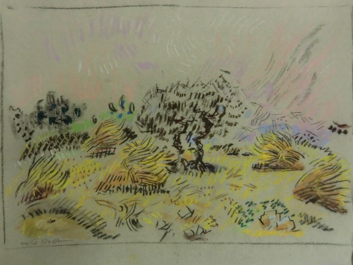 Masson André (1896-1987) "landscape Of Provence", 1950 Pastel On Gray Paper Signed 47.5 X 61 Cm-photo-2