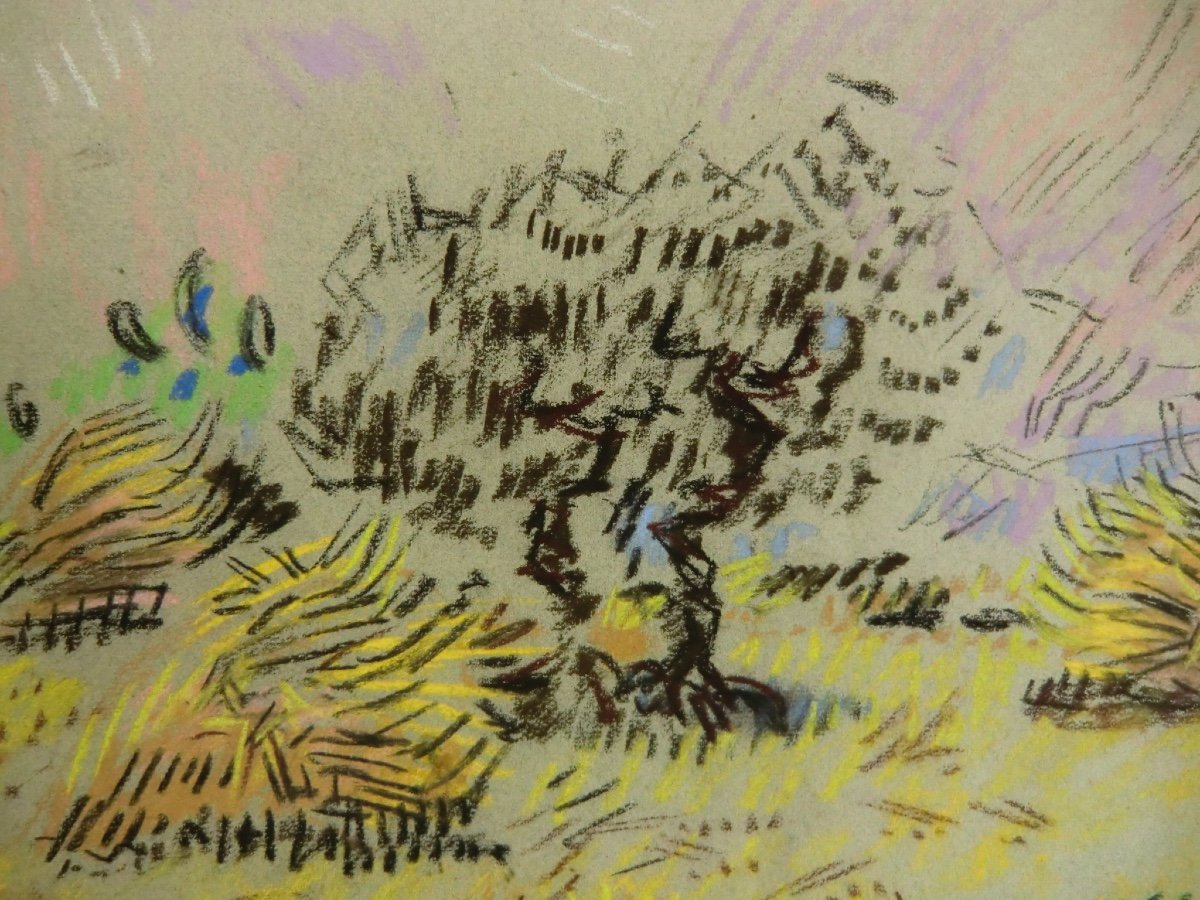 MASSON André (1896-1987) "Paysage de Provence",1950 Pastel sur papier gris signé 47,5 x 61 cm-photo-4