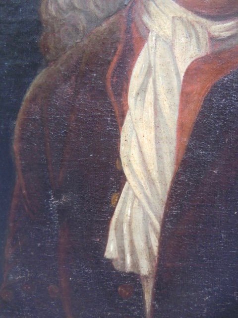 École Provençale "Portrait d'homme en Perruque" Epoque XVIII ème Huile sur Toile 75 X 62 Cm-photo-3