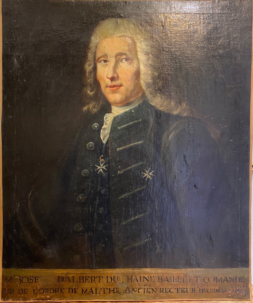 École Provençale "Portrait d'homme en perruque" Epoque XVIII ème Huile sur Toile 75 X 62,5 Cm-photo-3