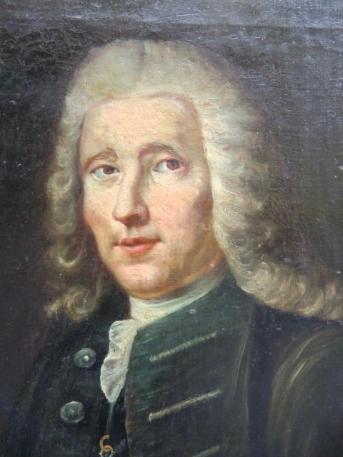 École Provençale "Portrait d'homme en perruque" Epoque XVIII ème Huile sur Toile 75 X 62,5 Cm