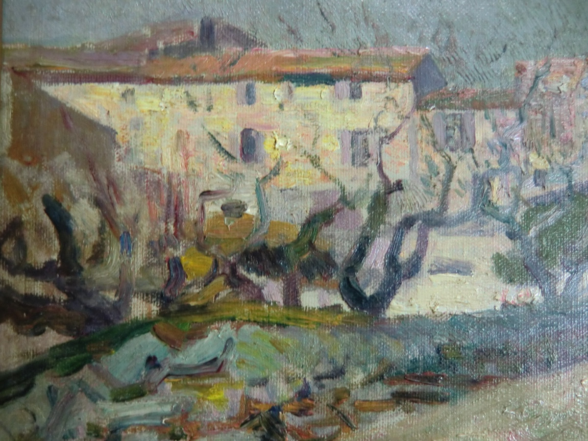 FIRMIN Claude (1864-1944) "Paysage dans le Vaucluse", 1901 Huile/Toile encadrée signée 27x37 cm-photo-1