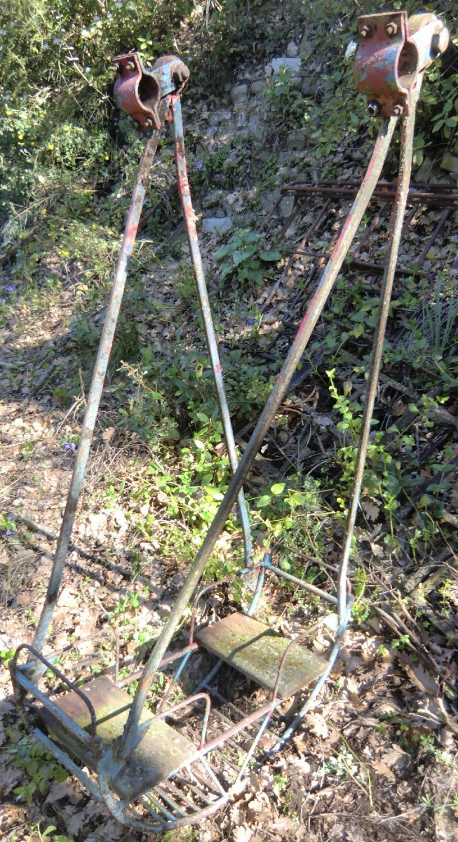 Double Swing For Children In Metal And Wood 1950s Period In Its Original Condition Height: 1.75 Cm-photo-2