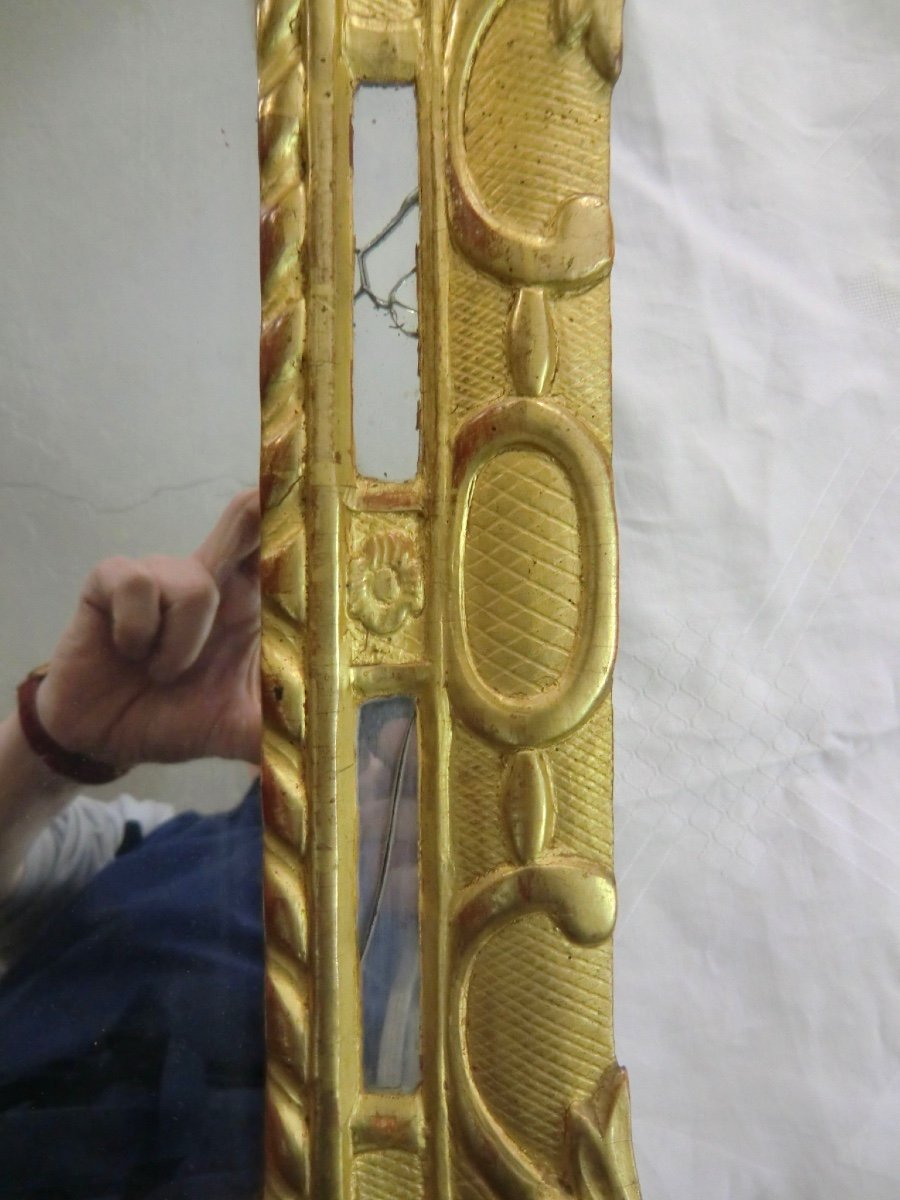 Mirror Pediment Golden Wood Period XIX Regency Style XV 69.5 X 39.5 Cm-photo-2