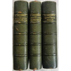 Lenthéric Charles Three Books 19th Century Half-bindings In-12 Format With Maps And Plans