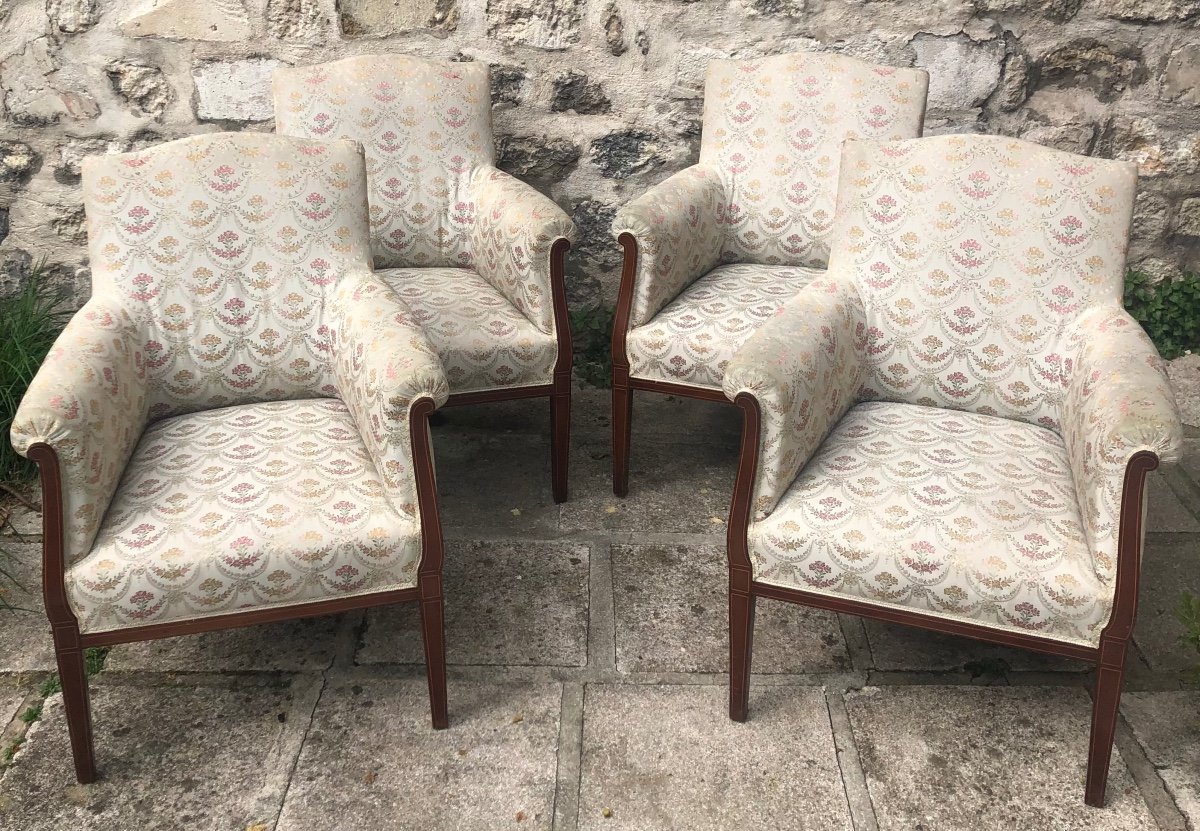 Suite de quatre fauteuils acajou circa 1900