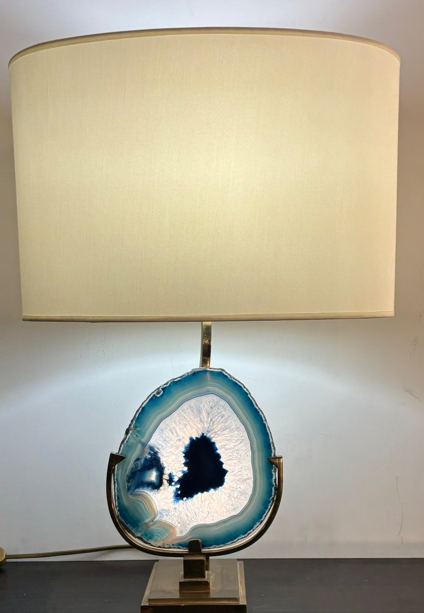 Lamp With Agate Disc Willy Daro Circa 1960-70