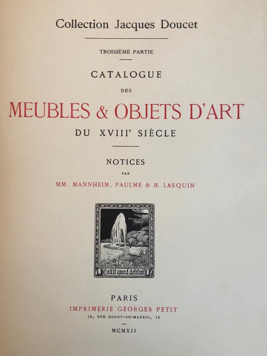 Catalogue de la collection Jacques Doucet Paris 1912 en 3 tomes-photo-2