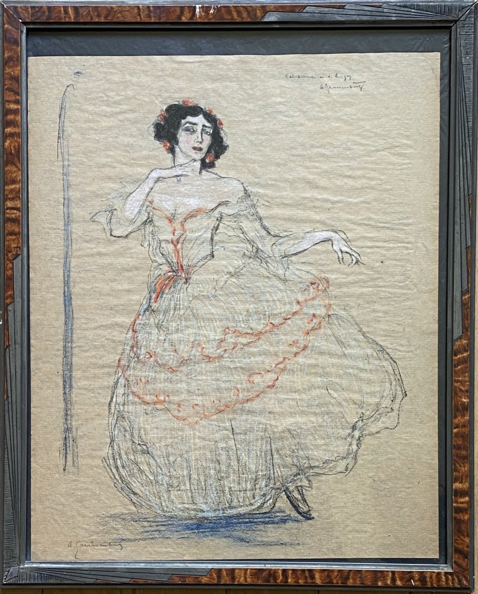 Lithographie  Arthur Grünenberg. "Tamara Kasarvina" danseuse.