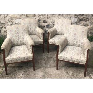 Suite Of Four Mahogany Armchairs Circa 1900