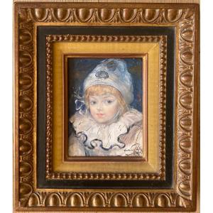 Portrait d'un enfant en tenue de Pierrot. Lucien Philippe Moretti