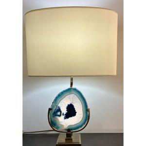 Lampe avec disque d'agate Willy Daro circa 1960-70