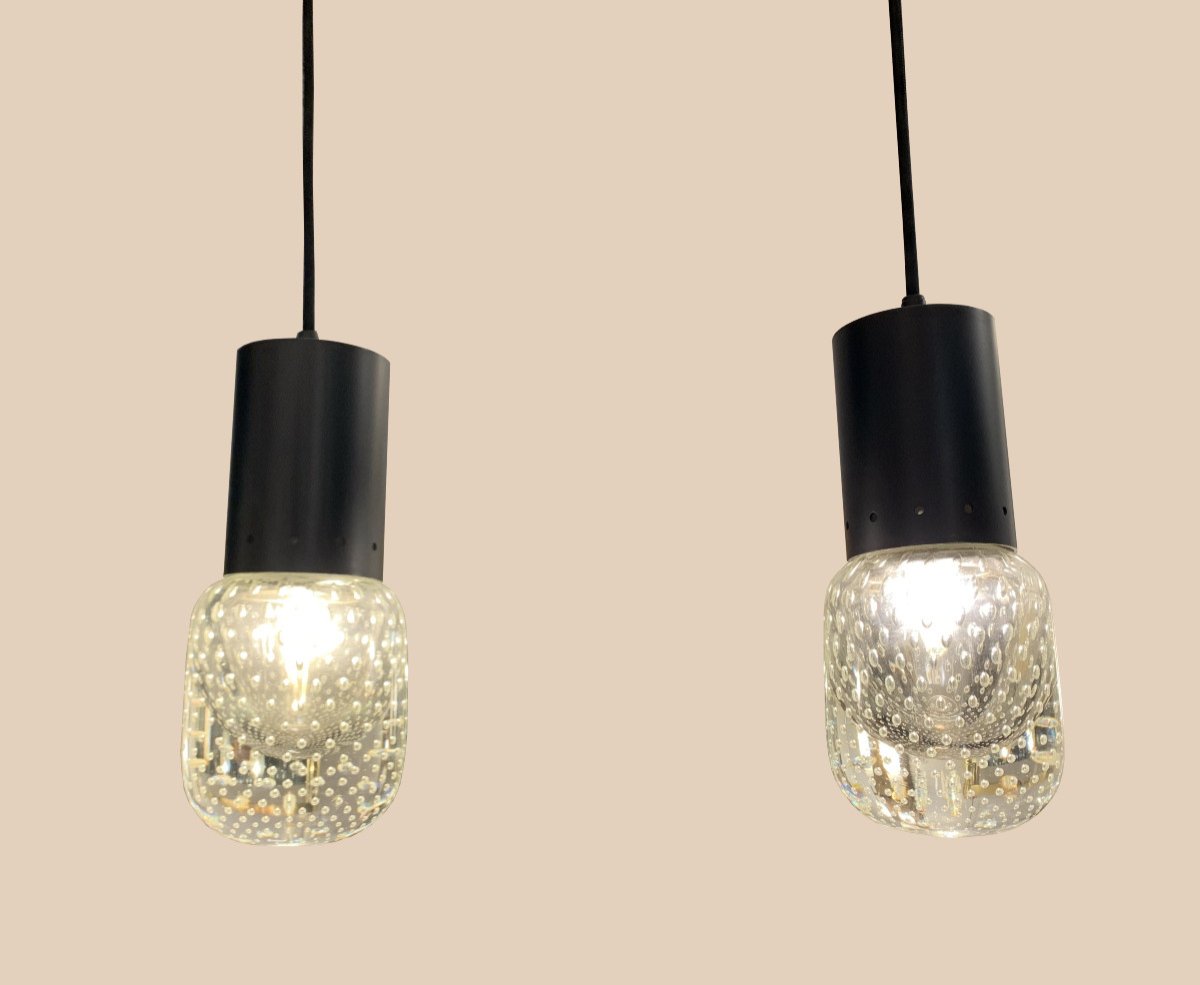 Pair Of Gino Sarfatti Pendant Lamps Circa 1960