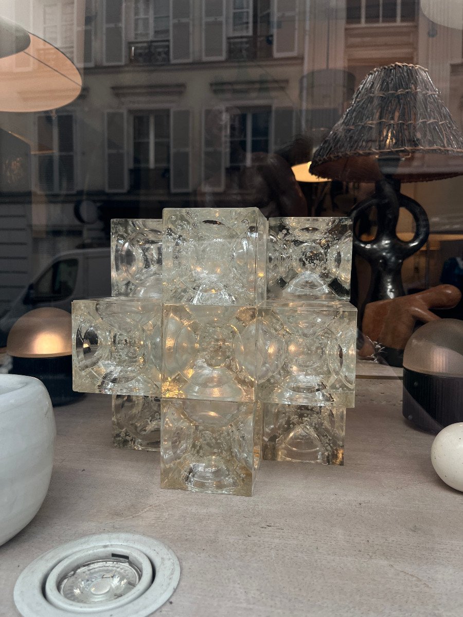 Lampe Cube En Verre, Albano Poli Pour Poliarte, Italie, Circa 1970-photo-3