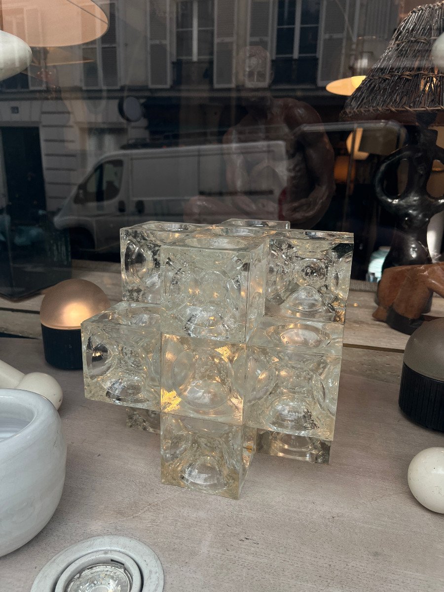 Lampe Cube En Verre, Albano Poli Pour Poliarte, Italie, Circa 1970-photo-4