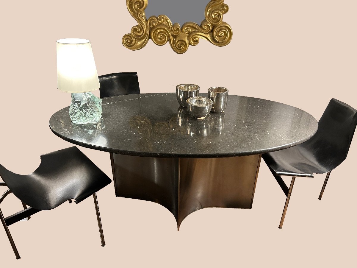 Uginox 1970 Black Marble Top Oval Table-photo-3